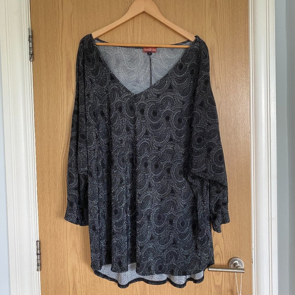 Lovedrobe Black and Silver Geometric Patterned Dress (Women’s Size UK 24) - Picture 1 of 6